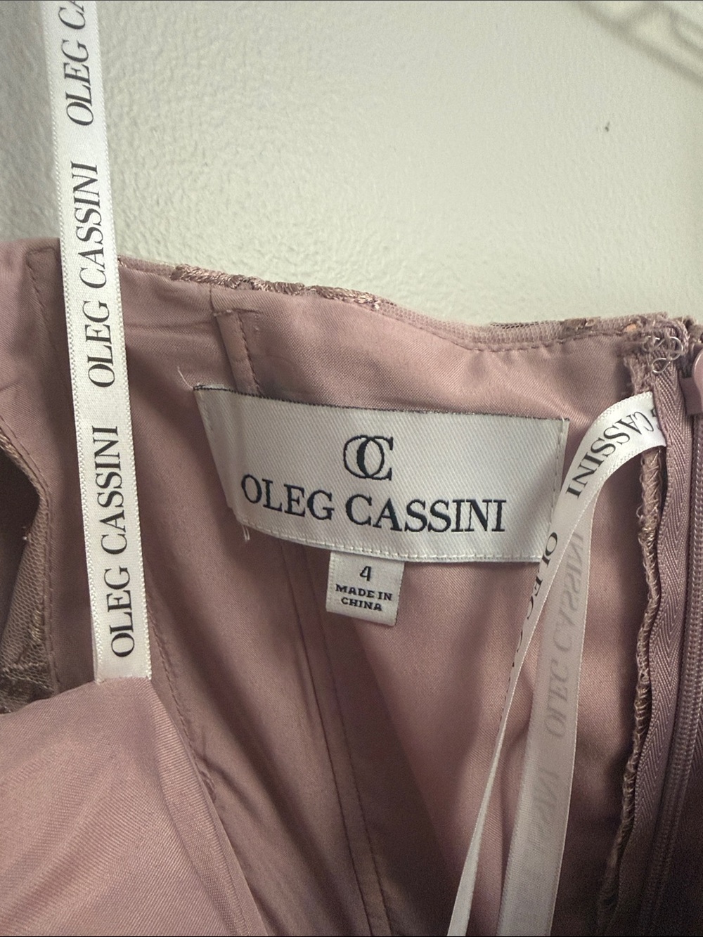 Oleg Cassini Mauve Off-Shoulder Embellished Prom Gown - Picture 3 of 7